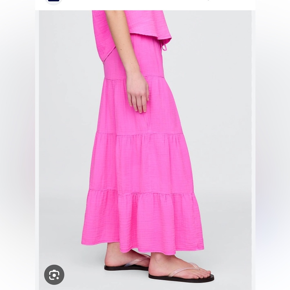 GAP Bright Pink Tiered Cotton Gauze Maxi Skirt NWT